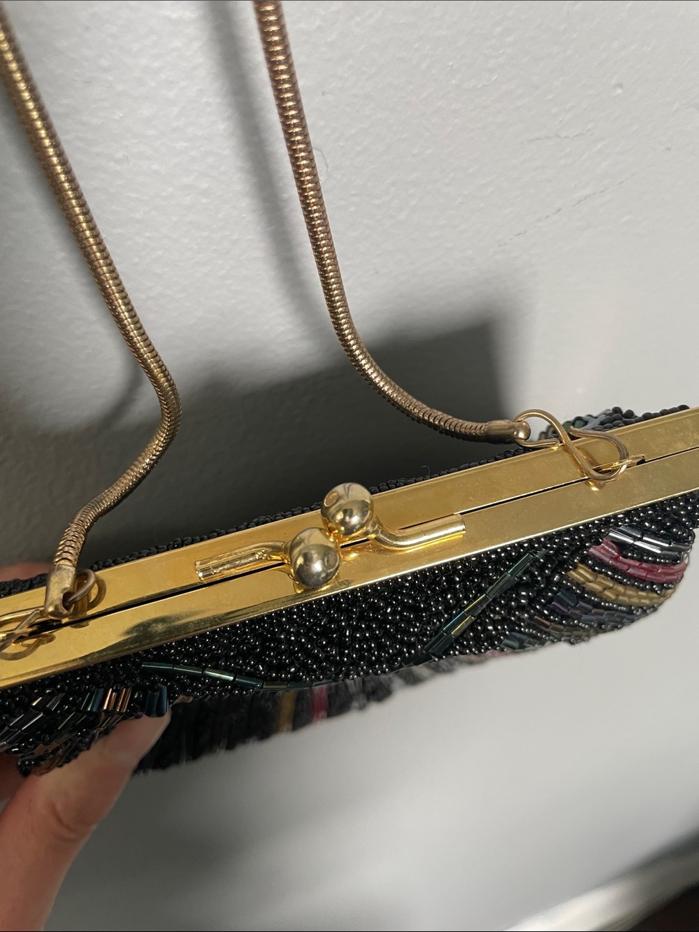 Vintage Carla Marchi Beaded Snap Close Clamshell crossbody Gatsby jazz evening - Picture 5 of 9